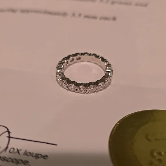 Platinum 2.88 CT Diamond Eternity Band - SZ 6 - Picture 6 of 14